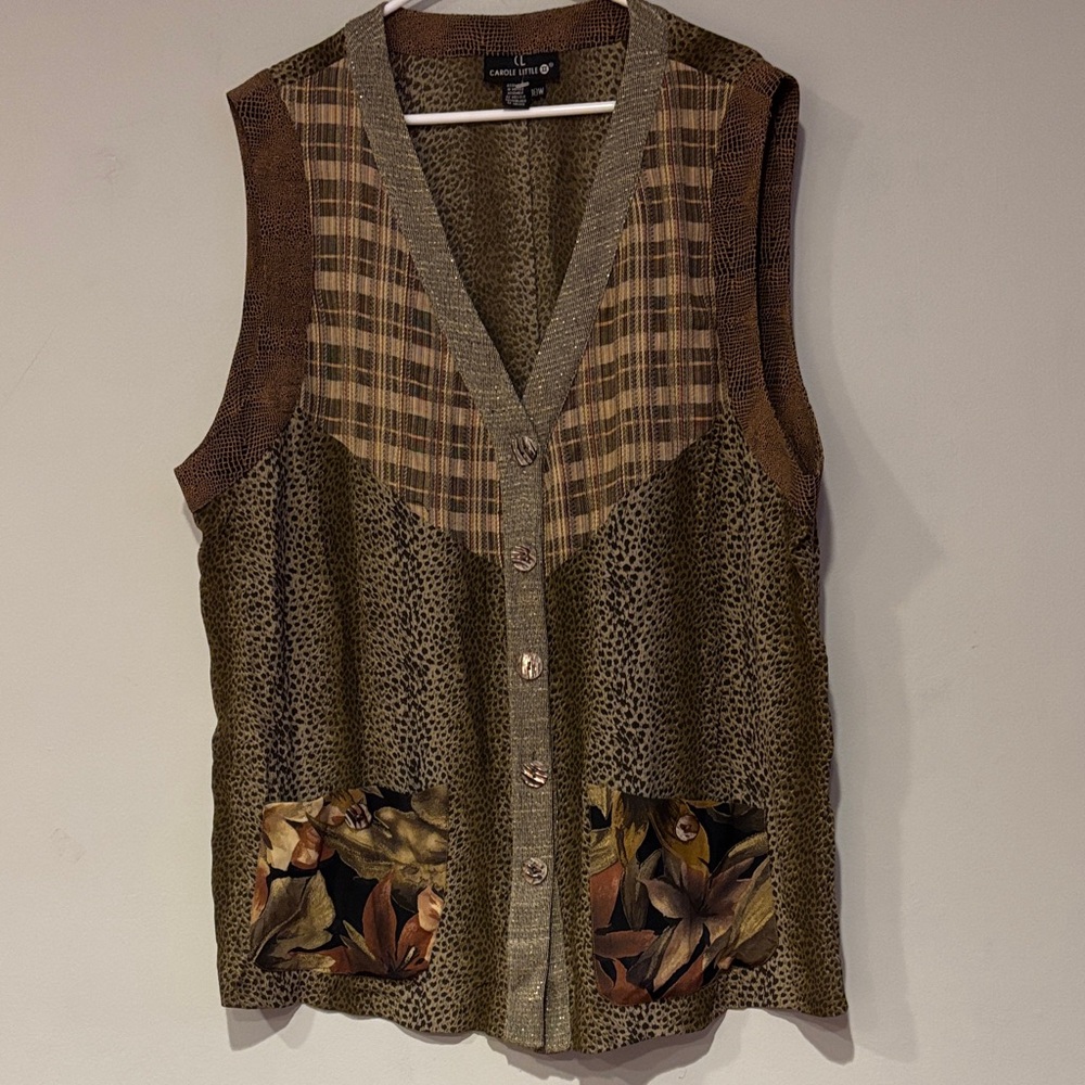 Carole Little Brown and Black Textured Vest